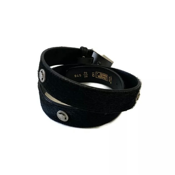 Gianni Versace Vintage 90s Black Horsehair Belt